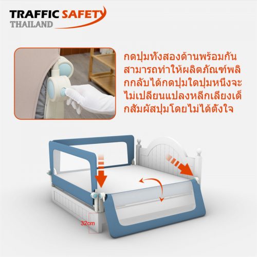จัดส่งฟรี 150/180/200 ซม. (5/6/6.6 ฟุต) ราวเตียงเด็กปลอดภัย อุปกรณ์ป้องกันเด็ก Baby Safety Bed Rail ติดตั้งง่าย